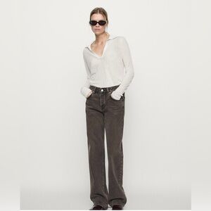 Massimo Dutti MID-WAIST WIDE-LEG JEANS black style 5052 size 8